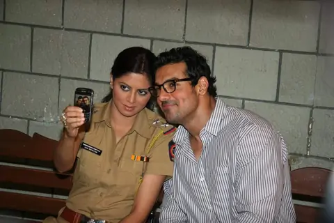 John and Kavita in the sets of Sab Tv serial F.I.R at Goregaon