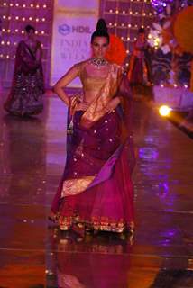 Model showcasing on ramp for Manish Malhotra on day 1 of HDIL