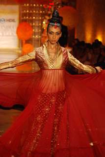 Model showcasing on ramp for Manish Malhotra on day 1 of HDIL