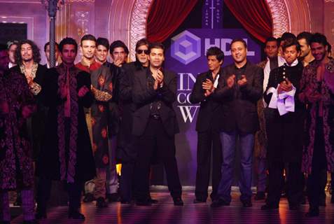 Amitabh Bachchan, Karan Johar, Shahrukh Khan and Hrithik Roshan at HDIL India Couture Week 2010 Day