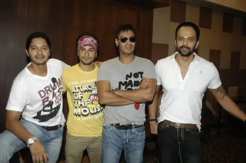 Ajay Devgan,Shreyas Talpade and Kunal Khemu on Golmaal 3 Press Meet at Sun N Sand