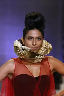 A model walks the ramp