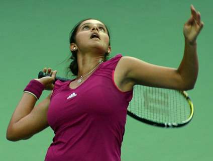 Sania Mirza during the women's singles final match against Anastasia Rodionova of Australia at the 19 th Commonwealth Games on Saturday