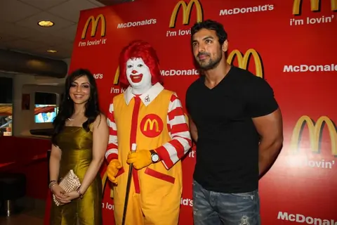 John and Pakhi at McDonalds to promote Jhoothi Hi Sahi at Andheri, Mumbai