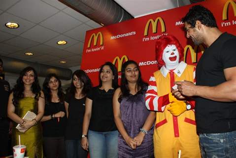 John and Pakhi at McDonalds to promote Jhoothi Hi Sahi at Andheri, Mumbai