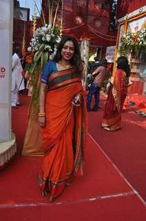 Rupali Ganguly attend a Durga Puja event