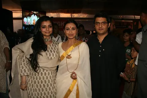 Rani Mukherjee and Vaibhavi Merchant attend a Durga Puja event