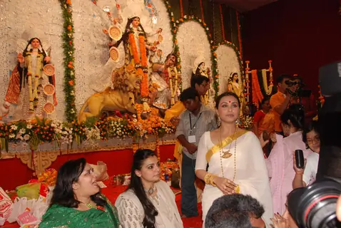 Rani Mukherjee and Vaibhavi Merchant attend a Durga Puja event