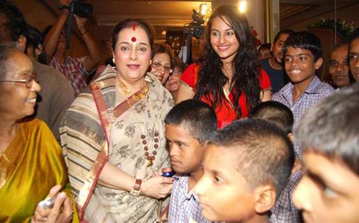 Sonakshi Sinha along with her mother Poonam Sinha at the charity event for underprivileged women and children at Mayfair Banquets in Worli, Mumbai