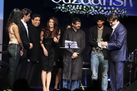 Hrithik, Sanjay, Amitabh and Aishwarya at Music release of 'Guzaarish' at Yash Raj Studio, Mumbai