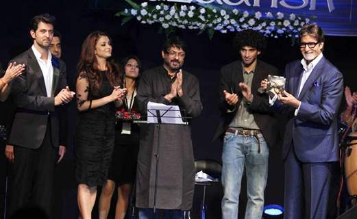 Hrithik, Sanjay, Amitabh and Aishwarya at Music release of 'Guzaarish' at Yash Raj Studio, Mumbai