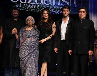 Hrithik, Sanjay Bhansali and Aishwarya at Music release of 'Guzaarish' at Yash Raj Studio, Mumbai