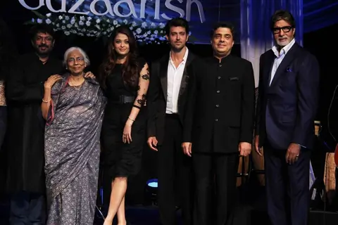 Hrithik, Sanjay, Amitabh and Aishwarya at Music release of 'Guzaarish' at Yash Raj Studio, Mumbai