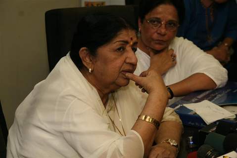 Lata Mangeshkar launches her Saregama India Ltd's album Aapki Sewa Mein Main Aur Mere Saathi at Saregama Office in Mumbai