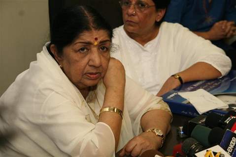 Lata Mangeshkar launches her Saregama India Ltd's album Aapki Sewa Mein Main Aur Mere Saathi at Saregama Office in Mumbai