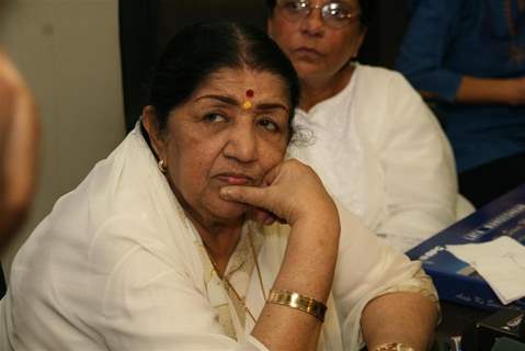 Lata Mangeshkar launches her Saregama India Ltd's album Aapki Sewa Mein Main Aur Mere Saathi at Saregama Office in Mumbai