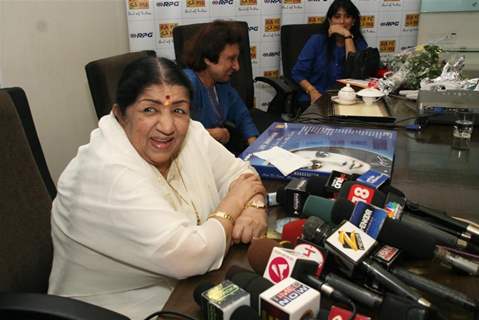 Lata Mangeshkar launches her Saregama India Ltd's album Aapki Sewa Mein Main Aur Mere Saathi at Saregama Office in Mumbai