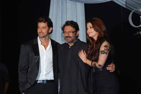 Hrithik Roshan, Sanjay Leela Bhansali and Aishwarya Rai at Guzaarish music launch