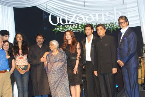 Hrithik Roshan, Sanjay Leela Bhansali, Amitabh Bachchan and Aishwarya Rai at Guzaarish music launch