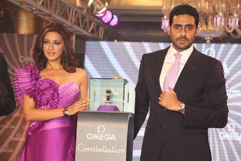 Abhishek and Sonali Bendre at Omega Constellation watches fashion show in Mumbai