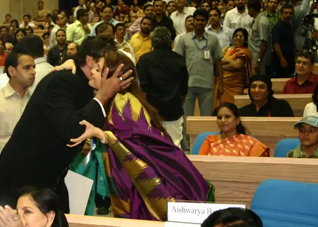 Amitabh Bachchan with family members after receiving the Best Actor award for Paa at the 57th National Films Awards, in New Delhi on Friday 22 Oct 2010