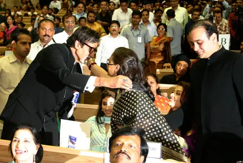 Amitabh Bachchan with family members after receiving the Best Actor award for Paa at the 57th National Films Awards, in New Delhi on Friday 22 Oct 2010