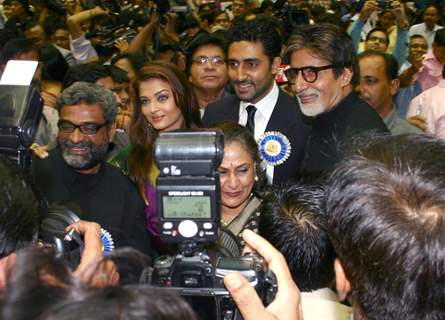 Amitabh Bachchan with family members after receiving the Best Actor award for Paa at the 57th National Films Awards, in New Delhi on Friday 22 Oct 2010