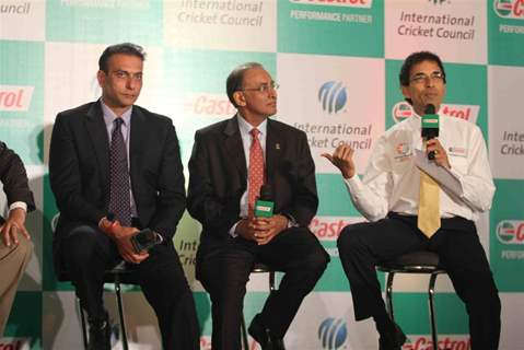 Harsha Bhogle and Ravi Shastri at Castrol-ICC World Cup Event at Mumbai