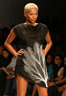 A model showcasing a designers Pankaj & Nidhi's  creation at the Wills Lifestyle India Fashion Week-Spring summer 2011,in New Delhi on Sunday