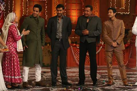 Cast of Movie Golmaal 3 and Mithun on the sets of Colors Diwali show