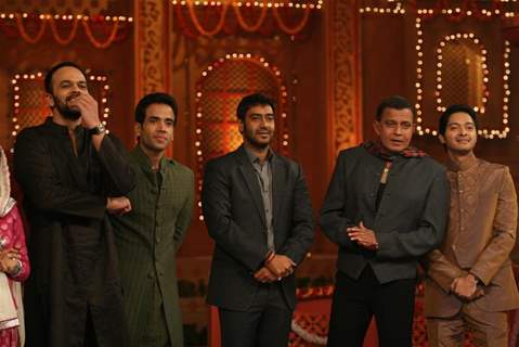 Cast of Movie Golmaal 3 and Mithun on the sets of Colors Diwali show