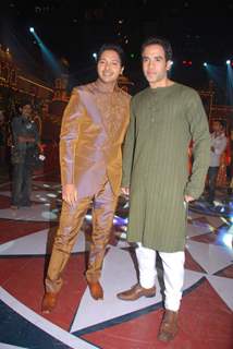 Shreyas Talpade and Tusshar Kapoor on the sets of Colors Diwali show