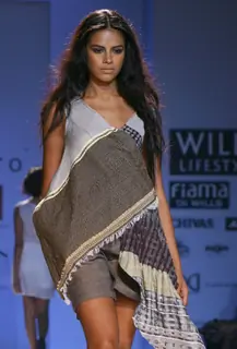 A model showcasing designer Gaurav Jai Gupta's  creation at the Wills Lifestyle India Fashion Week-Spring summer 2011 in New Delhi on Tue 26 Oct 2010