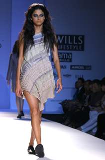 A model showcasing designer Gaurav Jai Gupta's  creation at the Wills Lifestyle India Fashion Week-Spring summer 2011 in New Delhi on Tue 26 Oct 2010