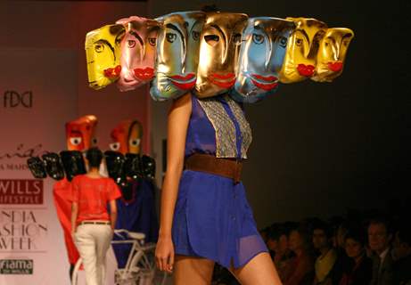 A model showcasing designer Nida Mahmood's creation at the Wills Lifestyle India Fashion Week-Spring summer 2011 in New Delhi on Tue 26 Oct 2010