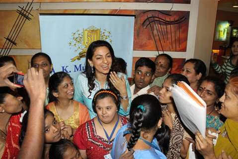 Juhi Chawala at the  Special screening of the Ramayana - The Epic for intellectually impaired children at Roxcy Cinema , Mumbai