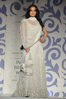 Dia Mirza walks the ramp for Rocky S at Aamby Valley Indian Bridal Week