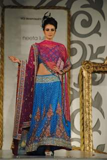 Model Walks for designers Neeta Lulla at Aamby Valley India Bridal Week day 2