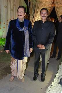 Suresh Oberoi with Sahara Company owner at Vivek Oberoi's wedding reception at ITC Grand Maratha