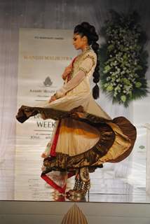 Model Walks for fashion designer Manish Malhotra at Aamby Valley Indian Bridal Week day 5