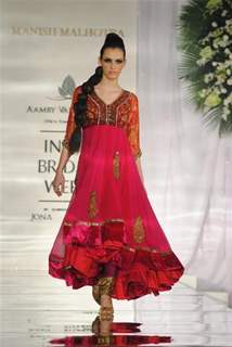 Model Walks for fashion designer Manish Malhotra at Aamby Valley Indian Bridal Week day 5