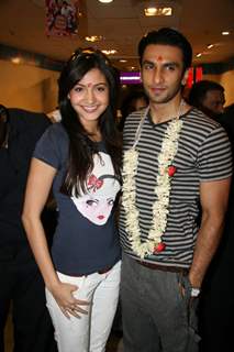 Anushka Sharma and Ranveer Singh at Music launch of Movie Band Baaja Baaraat at Reliance Trends