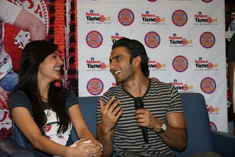 Anushka Sharma and Ranveer Singh at Music launch of Movie Band Baaja Baaraat at Reliance Trends