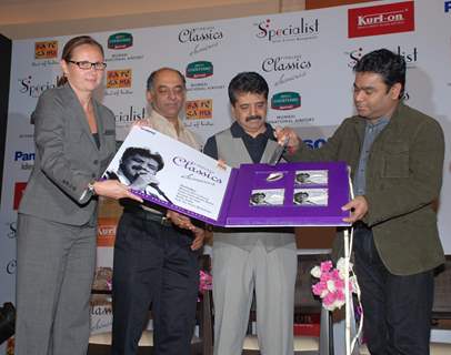 Sanne Emborg, General Manager, Srinivas and A R Rahman launching Srinivas latest album Timeless Clas