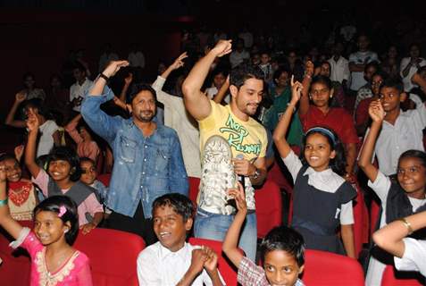 Golmaal 3 cast celebrate success of their film with underprivileged kids on Children’s Day at FAME Cinemas in Andheri, Mumbai