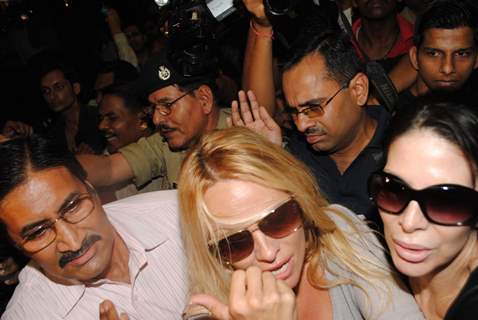 Pamela Anderson arrives in India for Bigg Boss 4 at the Mumbai International Airport