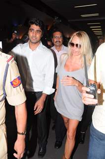 Pamela Anderson arrives in India for Bigg Boss 4 at the Mumbai International Airport