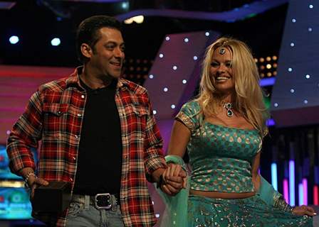 Salman Khan and Pamela Anderson on the sets of Bigg Boss 4 House