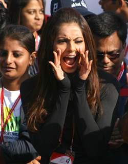 Bipasha Basu during the Delhi Half Marathon, in New Delhi