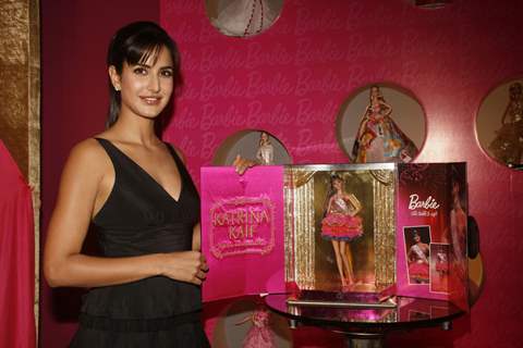 Katrina Kaif with Katrina Barbie Doll made in her likeness